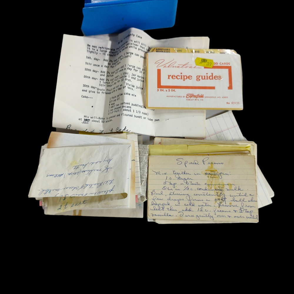 Vintage Large Recipe Box With Hand Written Recipes